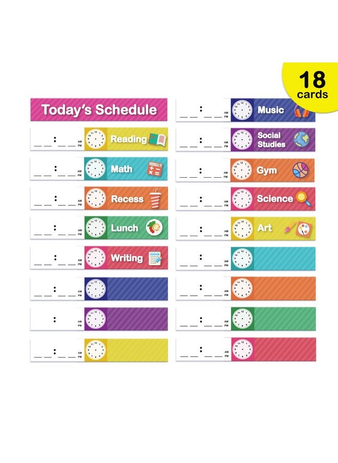 Eamay - Daily Schedule Pocket Charts, Teaching Scheduling Pocket Chart, Hoom, Eamay Daily Scheduling Pocket Chart, Pocket Chart With 13+1 Pockets, 18Pcs Dry Erase Cards And 2 Hooks (White) - Image 1
