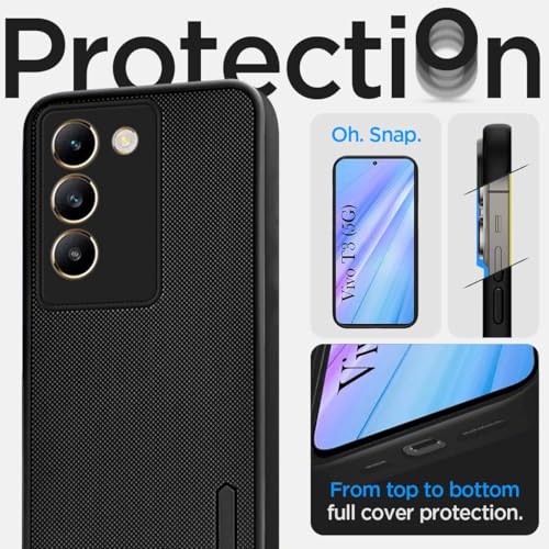 Jkobi Back Cover Case for Vivo T3 5G (Textured Grip Design | Micro-Fiber Cloth Inside | Slim and Light Weight | Soft Touch and Feel | Black) - Image 2