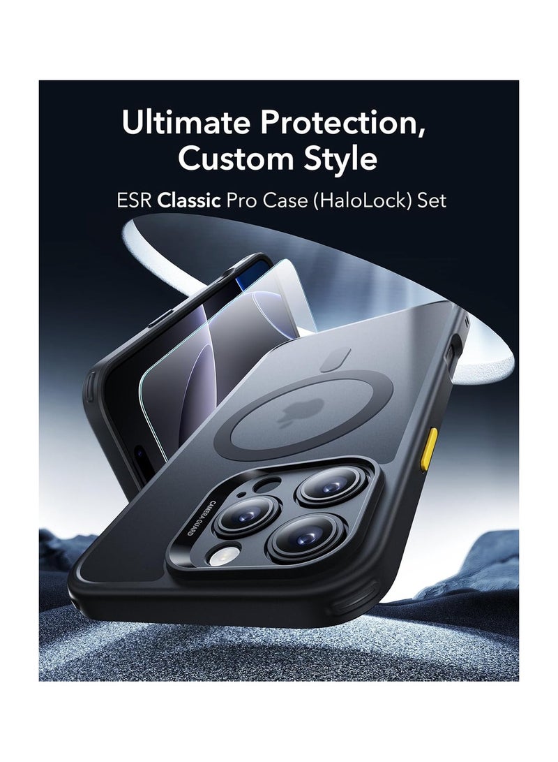 ESR Classic Pro Case (HaloLock) Set, Compatible With iPhone 16 Pro (Case, Screen Protector And 4 Swappable Buttons) – MagSafe Compatible – 360° Complete Protection - Frosted Black - Image 2