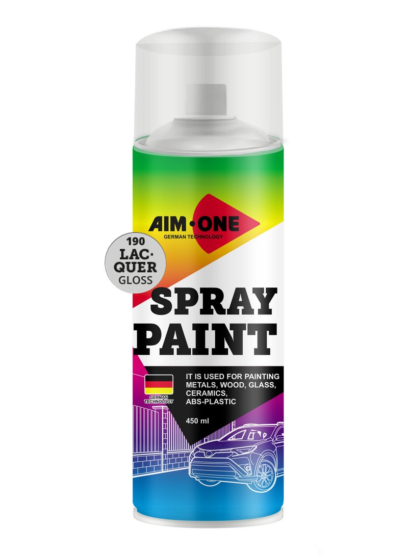 AIM-ONE Aim One Spray Paint Lacquer Gloss 450ml - Its Used For Painting Metals - Wood - Glass - Ceramics - ABS-Plastic