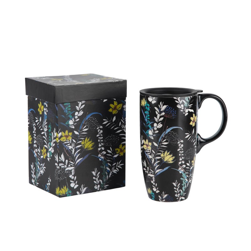 TZSSP Coffee Ceramic Mug Porcelain Latte Tea Cup With Lid 17ozNovelty Coffee Mugs for Men Women Office  Home Black