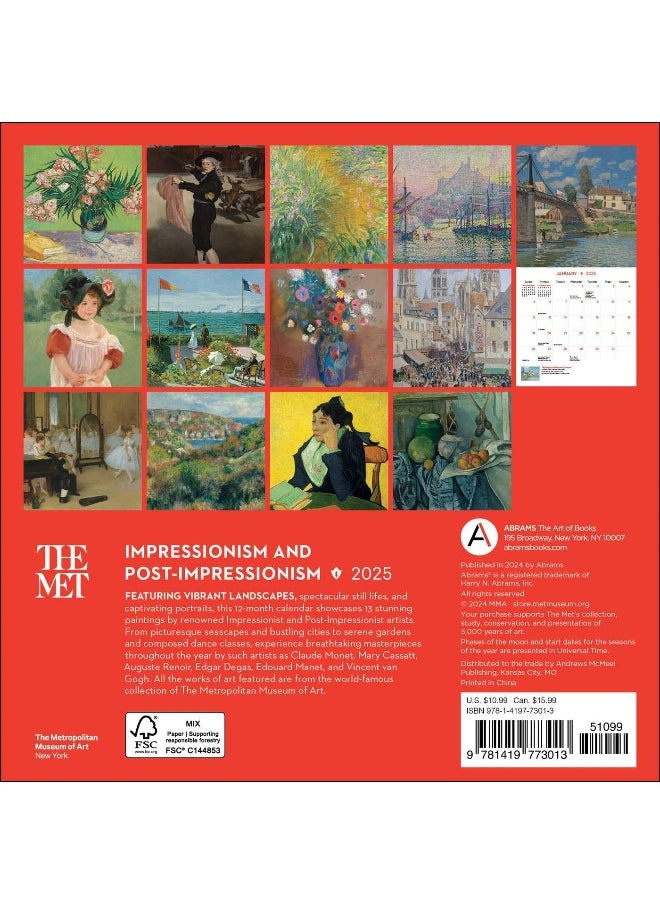 Impressionism and Post-Impressionism 2025 Mini Wall Calendar  - Image 2