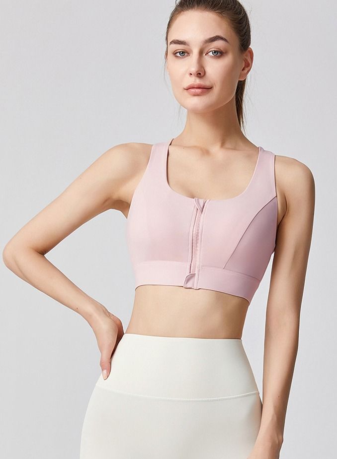 NIBEMINENT Sports Bra with Front Zipper Adjustment, Fitness Vest for Women Suitable for Running, Yoga, Pilates, Fitness, Outdoor Sports, etc - Image 1