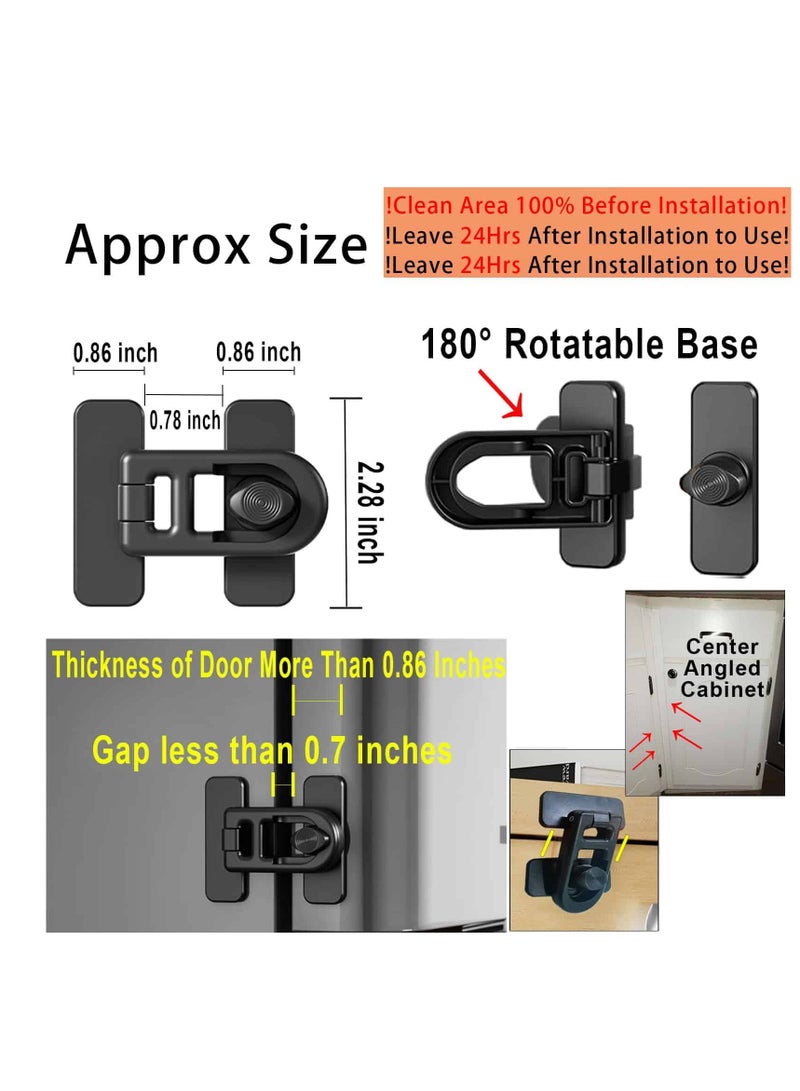 Anmi 2 Pcs Child Proof Fridge Lock,  Multi purpose Child Safety Baby Cabinet Locks, No Drill Child proof Door Latch, Cabinet Locks with Adhesive for Refrigerator, Oven, Closet, Drawer, Black - Image 2