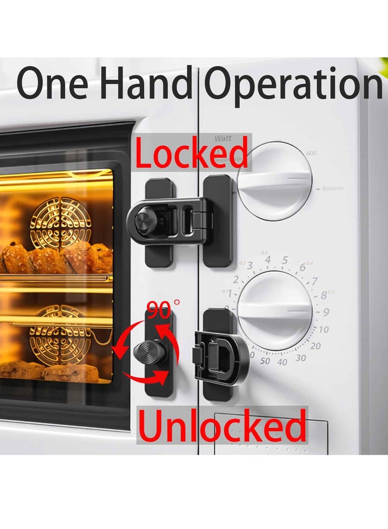 Anmi 2 Pcs Child Proof Fridge Lock,  Multi purpose Child Safety Baby Cabinet Locks, No Drill Child proof Door Latch, Cabinet Locks with Adhesive for Refrigerator, Oven, Closet, Drawer, Black - Image 3