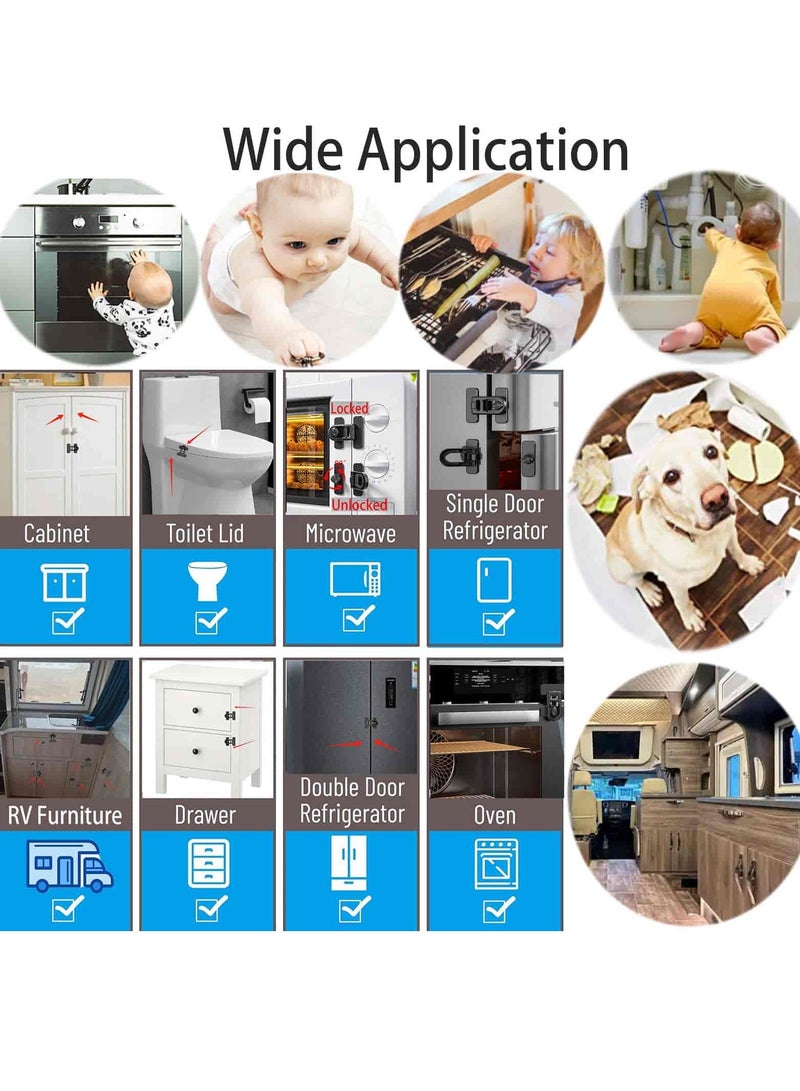 Anmi 2 Pcs Child Proof Fridge Lock,  Multi purpose Child Safety Baby Cabinet Locks, No Drill Child proof Door Latch, Cabinet Locks with Adhesive for Refrigerator, Oven, Closet, Drawer, Black - Image 5