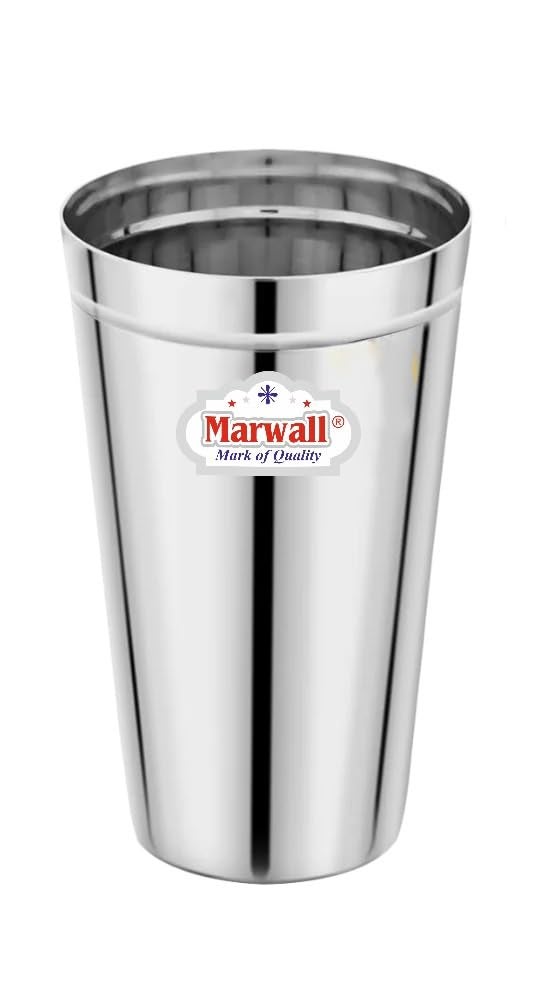 MARWALL Stainless Steel Patti Lassi Glass 650ml Capacity Mirror Finish Set of 2 - Image 2
