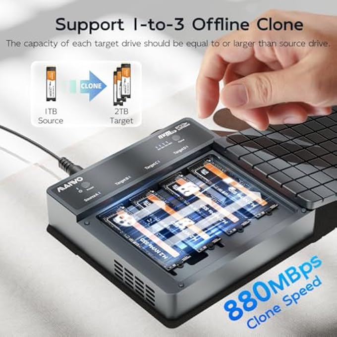 rayihni 4 BAY M.2 NVME SSD ENCLOSURE WITH USB4 PORT WITH SOFTRAID WITH COOLING FAN, SUPPORT 1-TO-3 OFFLINE CLONE, 40GBPS HIGH SPEED, BACKWARD COMPATIBLE THUNDERBOLT 4/3 - Image 2