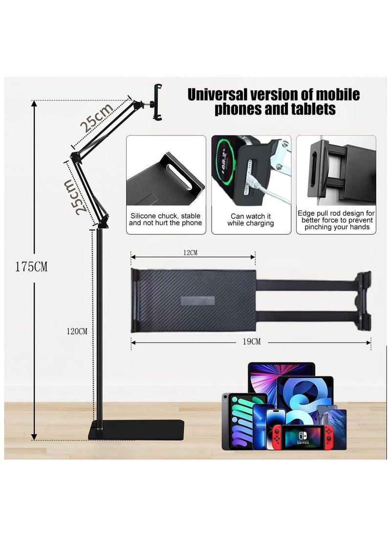 Tablet Floor Stand, 360° Flexible Rotation Tablet Stand with Heavy Duty Base, Adjustable Tablet Mount, iPad Stand for Bed, Holder for/Switch/Phone or Other 3.5"-11" Electronic Devices