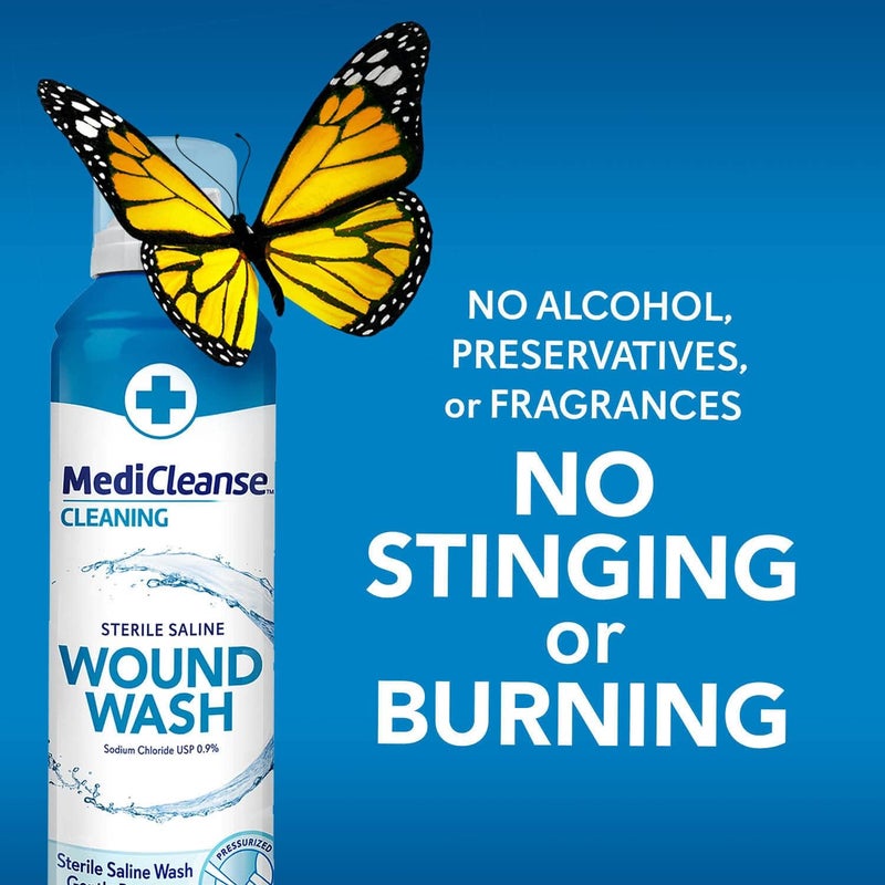 MediCleanse First Aid Sterile Saline Wound Wash, Promotes Healing, No Stinging or Burning, 7.4 oz Spray Can - Made in USA - Image 4