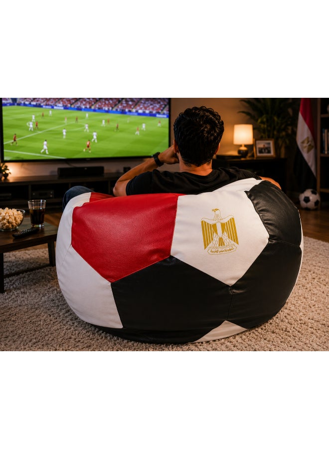 Fatbag Egypt Football Style Bean Bag | Egypt Flag Print | Faux Leather | Filled Bean Bag for Kids & Adults - Image 4