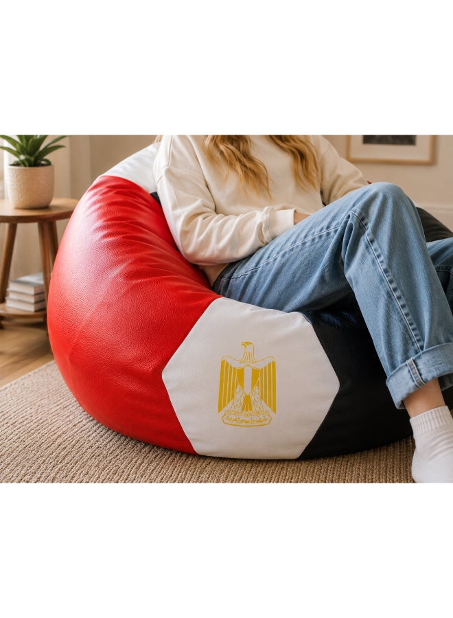 Fatbag Egypt Football Style Bean Bag | Egypt Flag Print | Faux Leather | Filled Bean Bag for Kids & Adults - Image 1