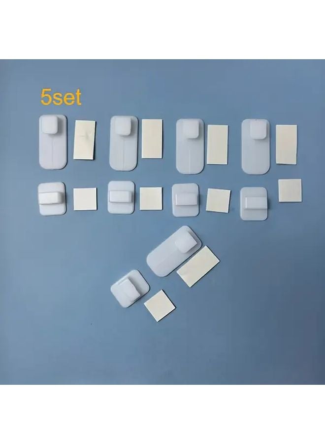 White 5 Pairs Heavy Duty Self Adhesive Hooks No Drill Wall Mounted For Home Organization - Image 1