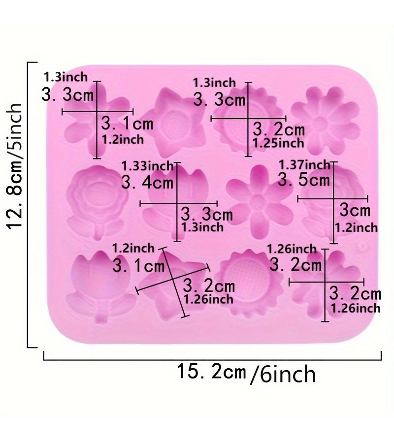 12 Cavity Flower Silicone Cake Decorating Mold For Baking Food Grade Pink - Image 2
