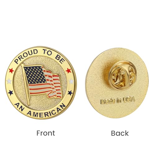 TONOS 10 Pack Round American Flag Pins, Gold USA Flag Lapel Pins - Pround to Be An American Pin for Memorial Day, Flag Day, Independence Day,Veterans Day - Image 3