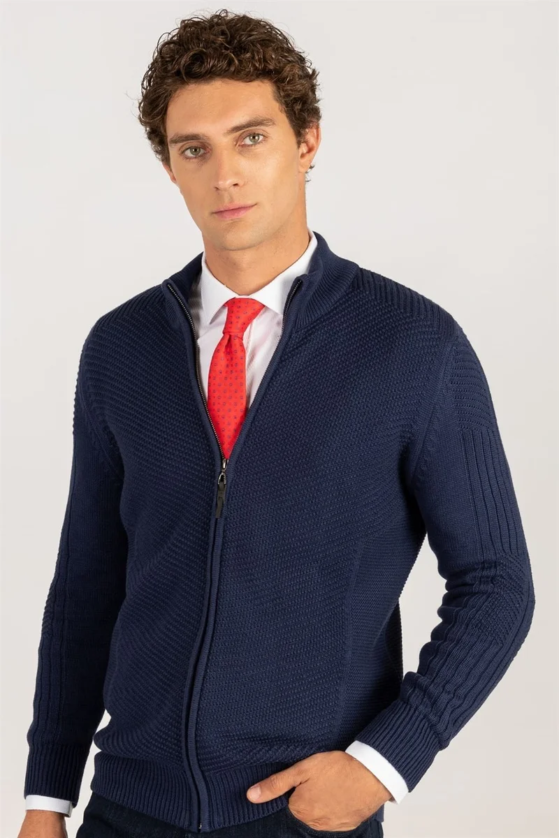 تودورس Slim Fit Narrow Cut, Self-Patterned Men's Cardigan