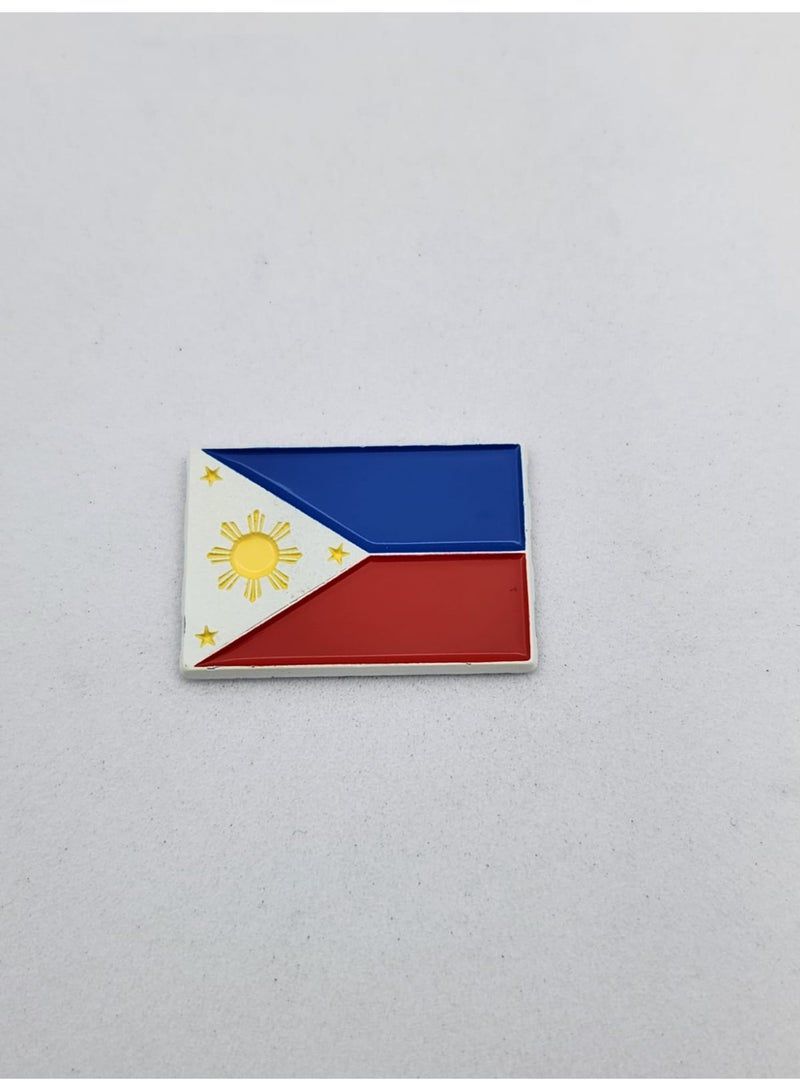 Philippine Flag Metal Sticker, 3M Adhesive Badge, Compatible with iPhone and Other Devices, Patriotic Emblem Decal