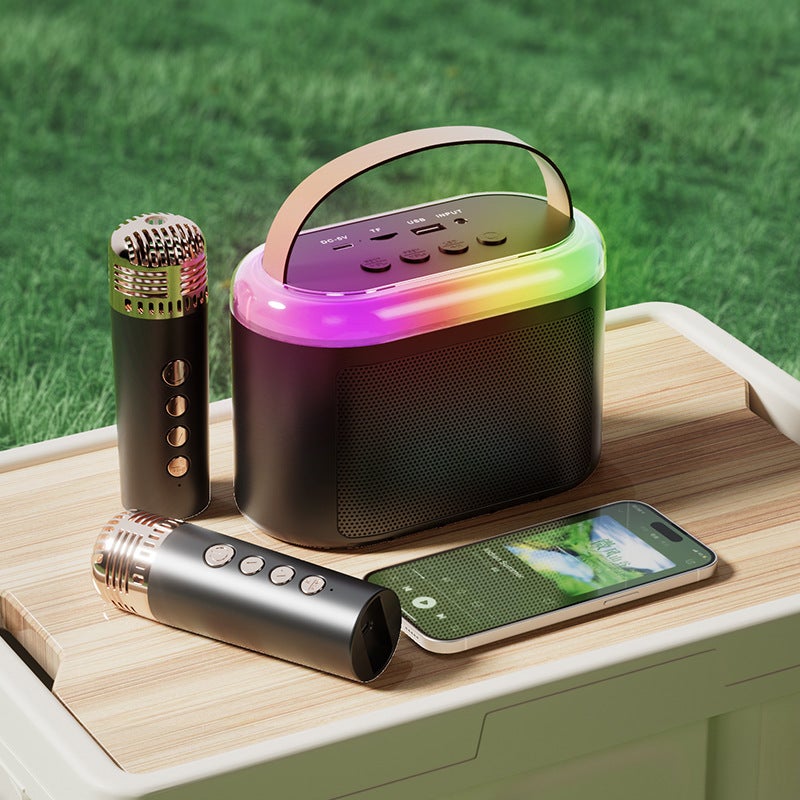 K30 Wireless Bluetooth Speaker Colorful Lights Karaoke Q6 audio-Black 
