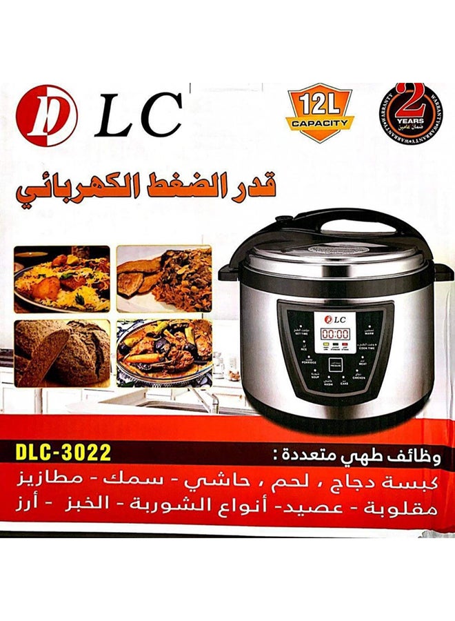 دي إل سي  قدر ضغط كهربائي 12 L 1500 W DLC-3022 أسود/ فضي - Image 3