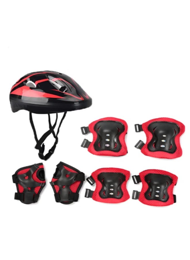 Kids Helmet Knee Elbow Pads Wrist Guard Sport Protective Gear Adjustable Scooter Skateboard Roller Bike Skate Cycling Safety Set for Child 5-12 Years - Image 1