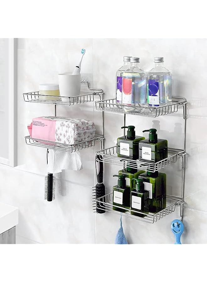 IAF Steel Double Folding Storage Shelf, Foldable Storage Rack for Kitchen and Bathroom. (Silver) - Image 1