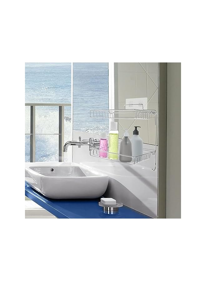 IAF Steel Double Folding Storage Shelf, Foldable Storage Rack for Kitchen and Bathroom. (Silver) - Image 2