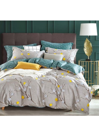 SLEEPBELLA Comforter King Size 600 Thread Count Cotton Grey Branch with Yellow Turquoise Polka Dot Pattern Green Reversible Comforter SetDown Alternative Bedding Set 3PcsKing Grey Branch - pzsku/Z0F4BF1CCCB1876FB8597Z/45/1750417042/dd19a2b2-61c1-47df-99e7-e87923526548