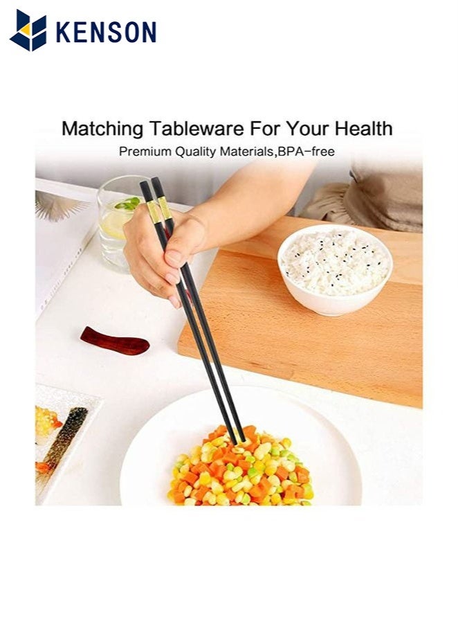 KENSON 10 Pairs Fiberglass Chopsticks Black And Gold - Image 3