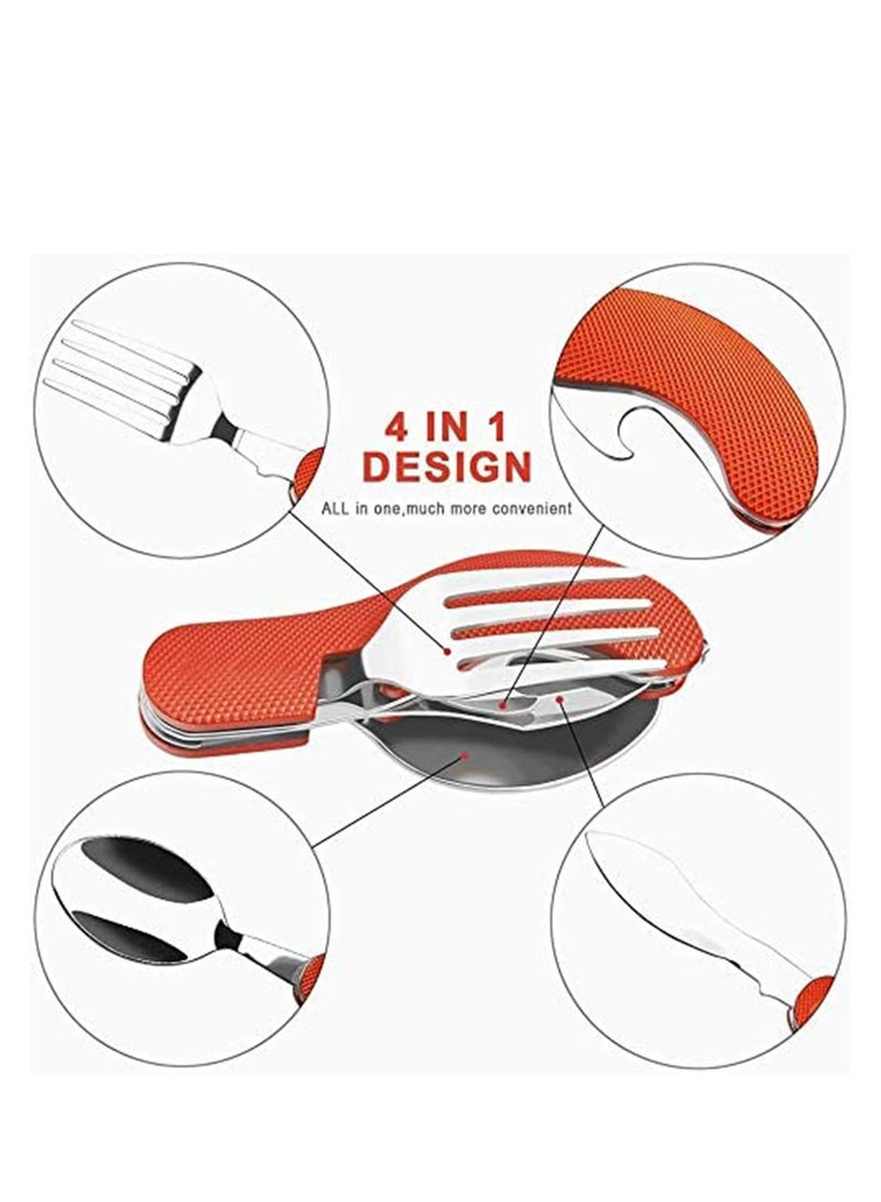 SYOSI 4-in-1 BBQ Camping Utensils, Multifuctional Tool, Such as Fork Spoon Knife Bottle Opener, Stainless Steel Folding Camping Cutlery Tool for Picnic Travel BBQ Outdoor & Backpacking  - Image 3