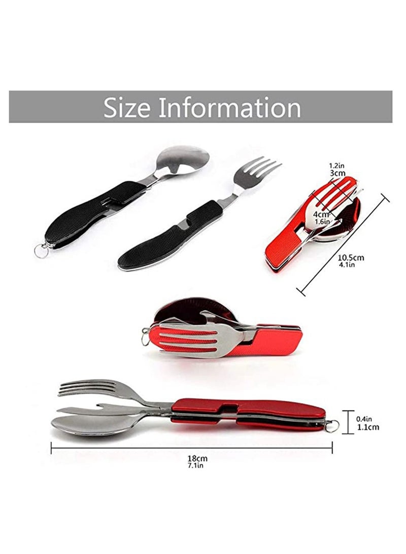 SYOSI 4-in-1 BBQ Camping Utensils, Multifuctional Tool, Such as Fork Spoon Knife Bottle Opener, Stainless Steel Folding Camping Cutlery Tool for Picnic Travel BBQ Outdoor & Backpacking  - Image 2