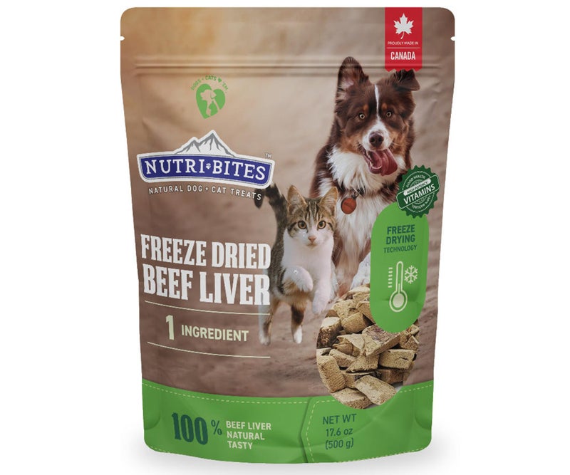 Nutri Bites Freeze Dried Beef Liver Dog & Cat Treats | Healthy Pet Training Treats or Food Topper | All Natural, Single Ingredient, High Protein | Premium Bulk Value Pack, 17.6 oz - Image 1