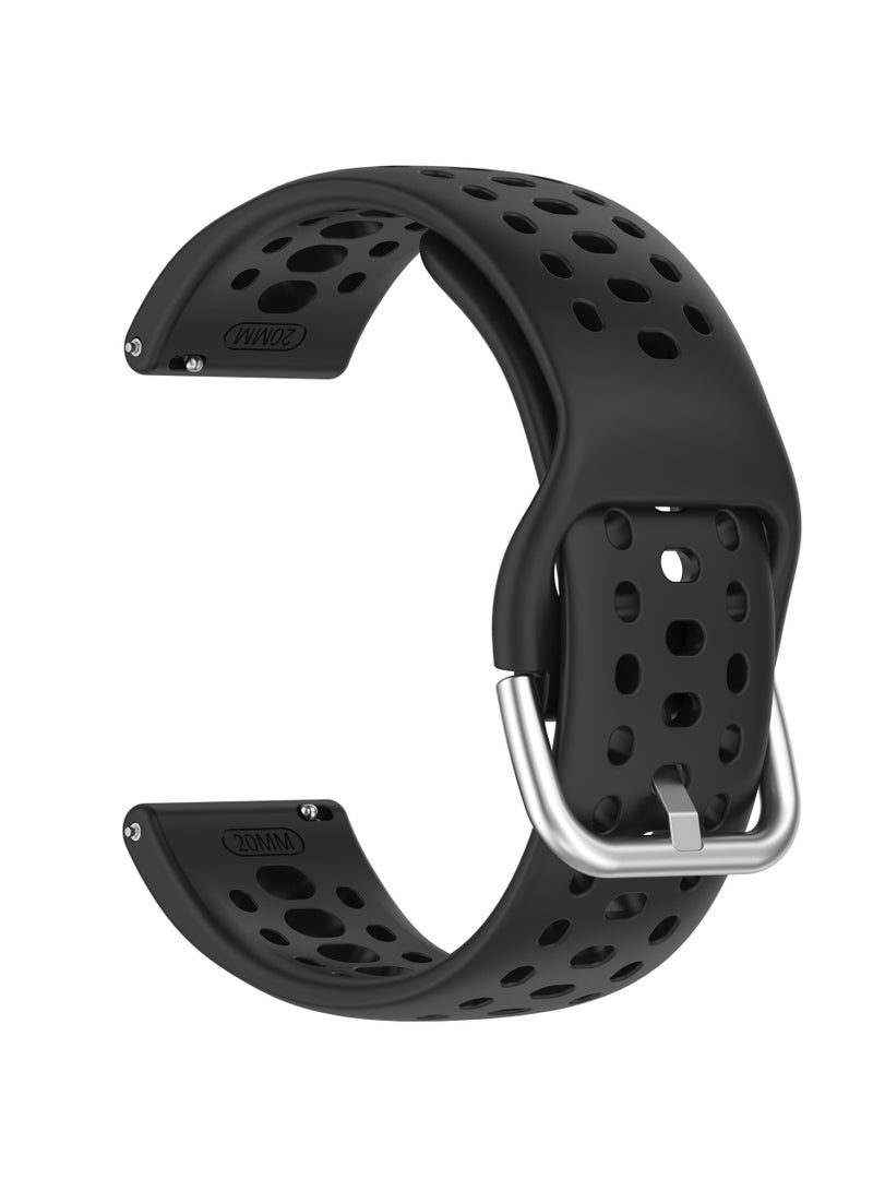 Strap for Amazfit Active 2 TPU Soft Silicone Anti-Slip 20mm Adjustable Replacement Strap Compatible with Amazfit Active 2 Smartwatch (Black) - Image 2