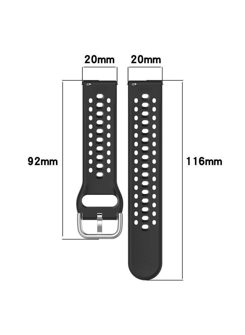 Strap for Amazfit Active 2 TPU Soft Silicone Anti-Slip 20mm Adjustable Replacement Strap Compatible with Amazfit Active 2 Smartwatch (Black) - Image 3