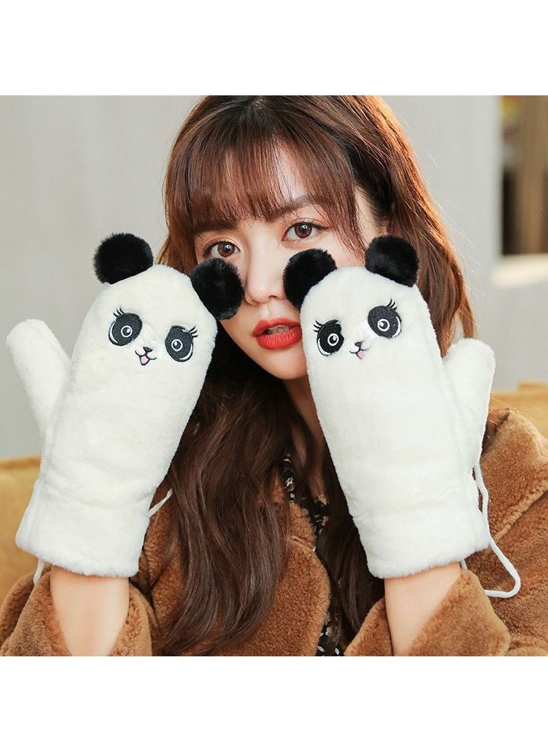 Golovejoy - Women's Warm Plush Windproof And Cold Proof Lovely Gloves - Image 1
