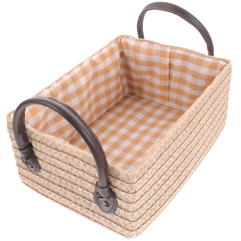 Clothes Storage Organizer Woven Toys Storage Basket Rustic Woven Storage Basket with Handles - Image 4