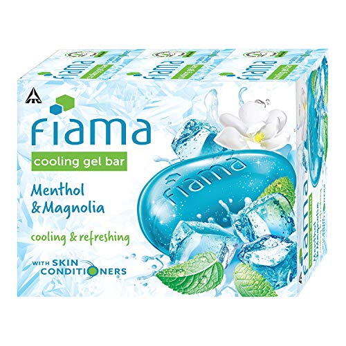 Fiama Cooling Gel Bar Menthol & Magnolia, 375g (125g - Pack of 3), with Skin Conditioners, feel 3° cooler, Soap for Women & Men, For All Skin Types - Image 1