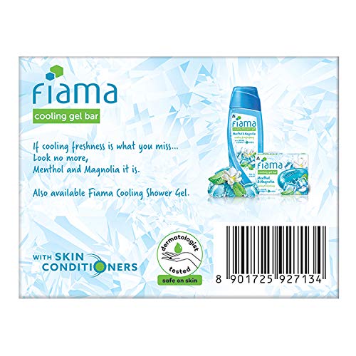 Fiama Cooling Gel Bar Menthol & Magnolia, 375g (125g - Pack of 3), with Skin Conditioners, feel 3° cooler, Soap for Women & Men, For All Skin Types - Image 2