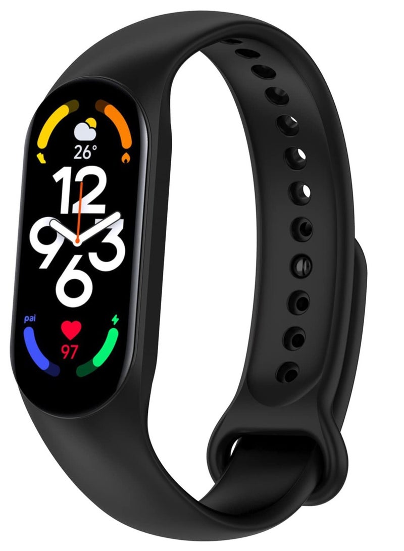 حزام سيليكون بديل لسوار Xiaomi Mi Band 3/4 قابل للتنفس (أسود)