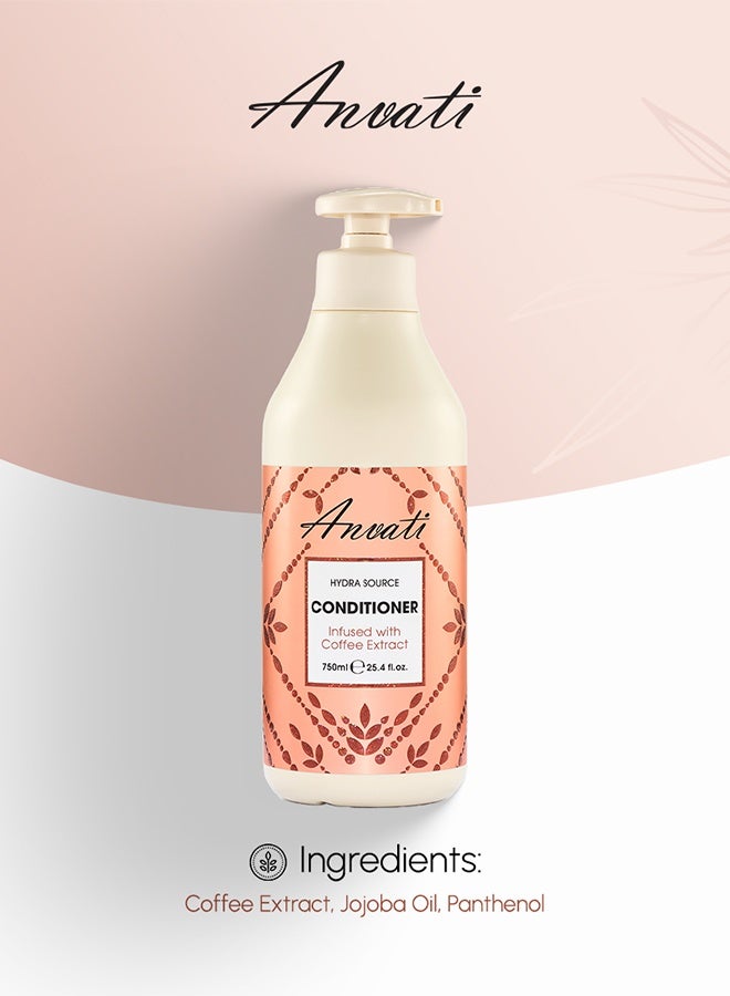 Anvati Hydra Source Coffee Conditioner for Dry, Frizzy, Curly, Damaged Hair– Caffeine-Infused Hair Repair Formula - Deep Moisture & Shine Hair Conditioner - 750ml - Image 5