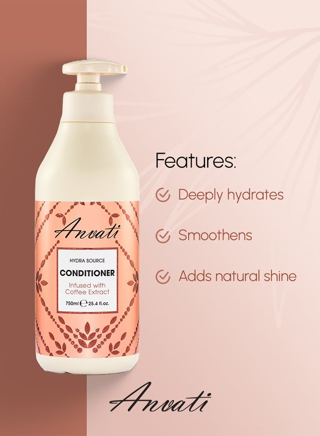 Anvati Hydra Source Coffee Conditioner for Dry, Frizzy, Curly, Damaged Hair– Caffeine-Infused Hair Repair Formula - Deep Moisture & Shine Hair Conditioner - 750ml - Image 4