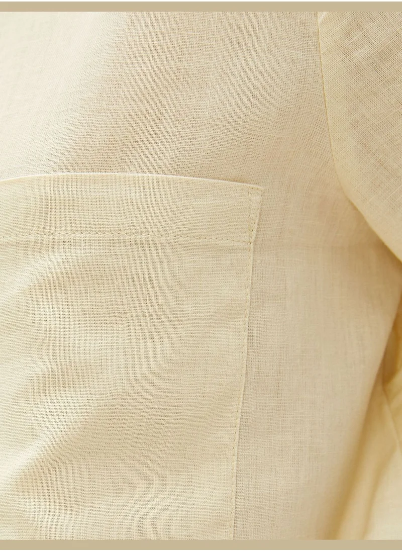 KOTON Mandarin Neck Shirt Linen Blended