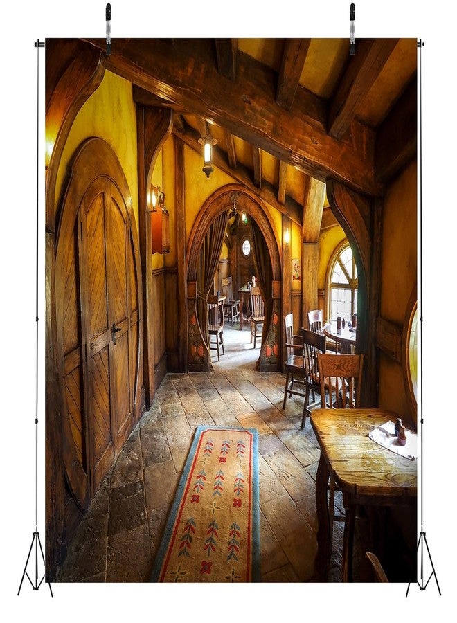 Loccor 10x6.5ft Fabric Vintage Hobbiton Tavern Backdrop Hobbit Cave Cabin Backdrop for Hobbit Theme Party Decorations Portrait Photoshoot Studio Props - Image 2