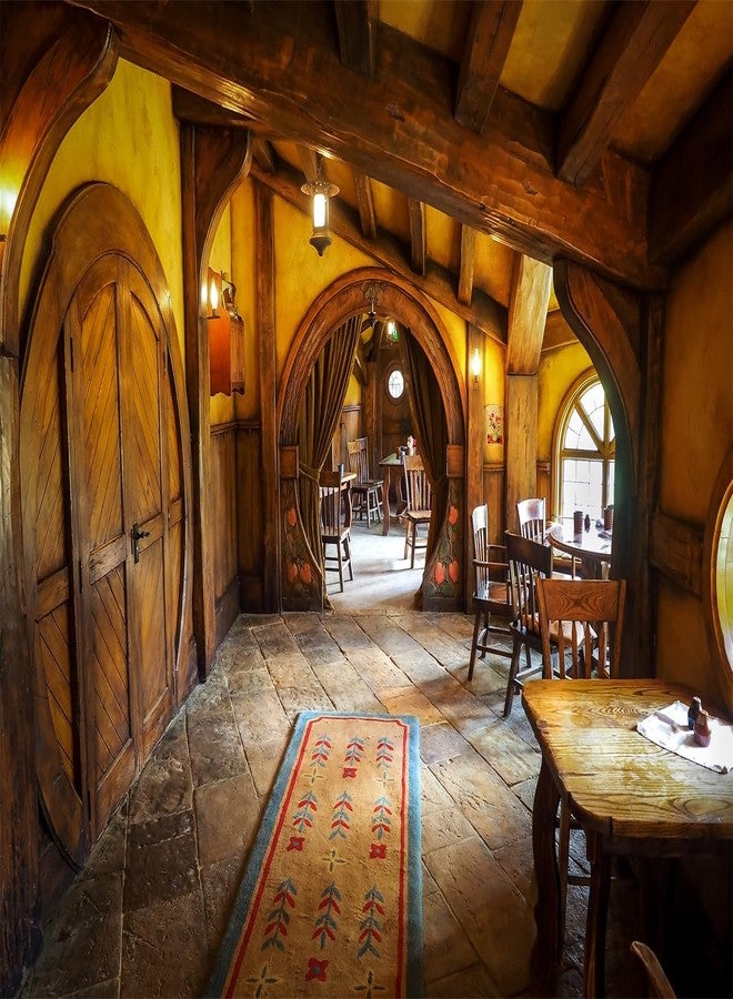 Loccor 10x6.5ft Fabric Vintage Hobbiton Tavern Backdrop Hobbit Cave Cabin Backdrop for Hobbit Theme Party Decorations Portrait Photoshoot Studio Props - Image 1