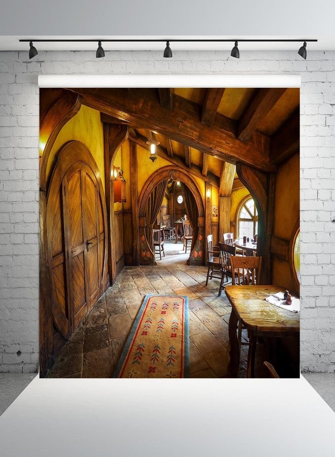 Loccor 10x6.5ft Fabric Vintage Hobbiton Tavern Backdrop Hobbit Cave Cabin Backdrop for Hobbit Theme Party Decorations Portrait Photoshoot Studio Props - Image 4