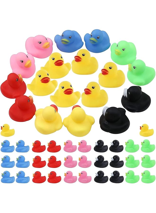 X spring Small Rubber Ducks 50Pcs Squeak And Float Rubber Ducks Multicolor Mini Rubber Ducky Float Ducks Baby Bath Toy Baby Shower Duck Sound Shower Toys For Shower And Decorancs Party Favors - Image 1