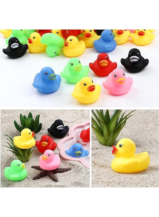 X spring Small Rubber Ducks 50Pcs Squeak And Float Rubber Ducks Multicolor Mini Rubber Ducky Float Ducks Baby Bath Toy Baby Shower Duck Sound Shower Toys For Shower And Decorancs Party Favors - Image 4