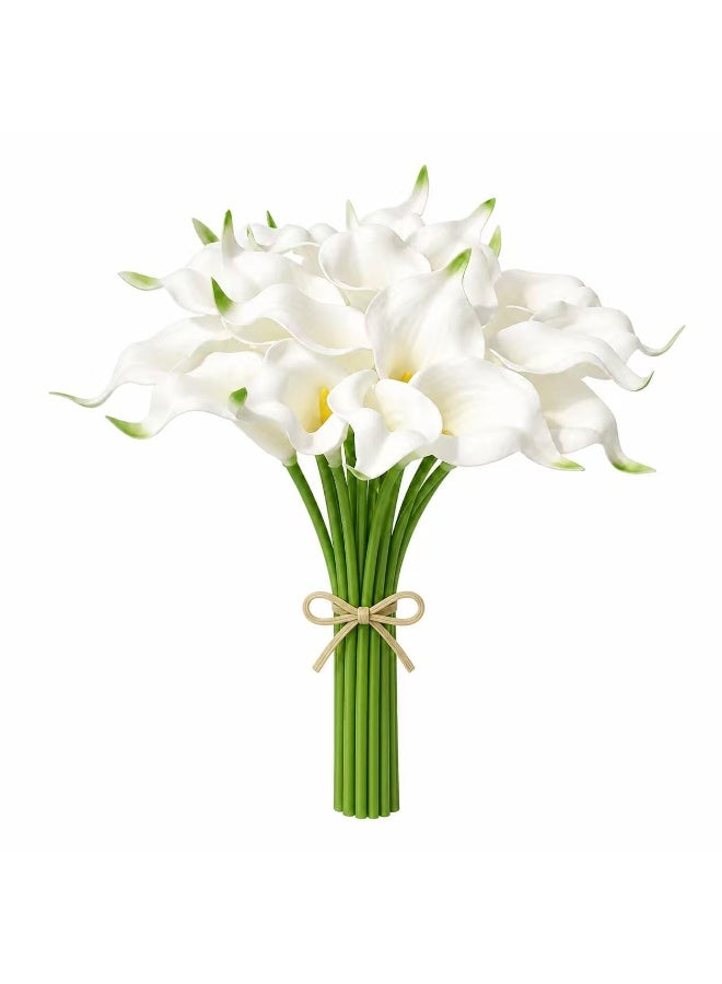 White Calla Lily Artificial Flowers, 10 Stems 13.5" PU Realistic Bouquet for Vase, Elegant Home Decor Centerpiece, Wedding Bridal Bouquet, Summer Decoration - Image 1