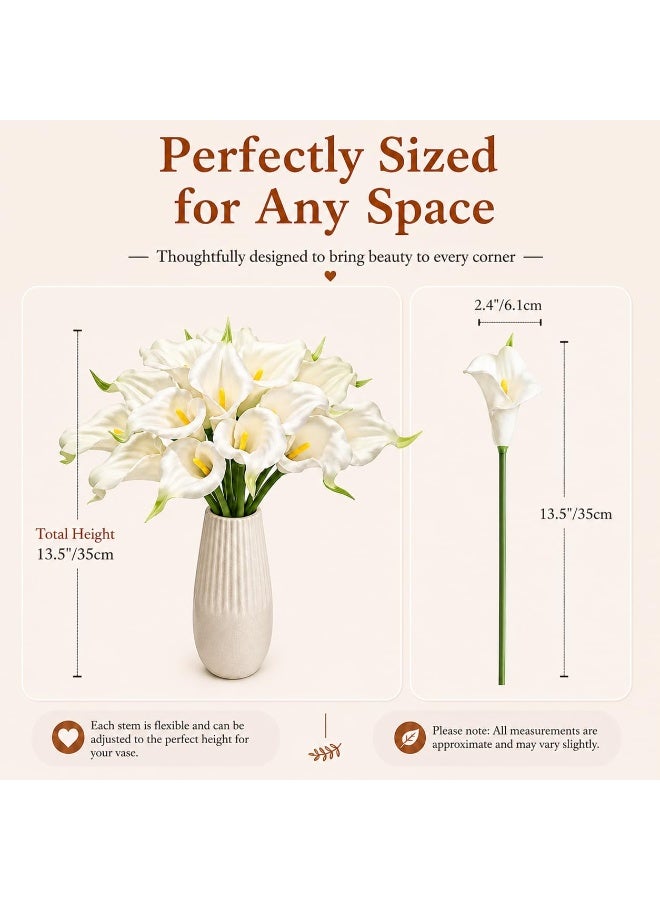 White Calla Lily Artificial Flowers, 10 Stems 13.5" PU Realistic Bouquet for Vase, Elegant Home Decor Centerpiece, Wedding Bridal Bouquet, Summer Decoration - Image 3
