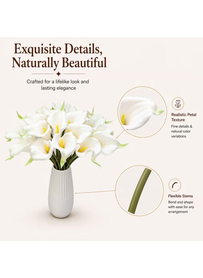 White Calla Lily Artificial Flowers, 10 Stems 13.5" PU Realistic Bouquet for Vase, Elegant Home Decor Centerpiece, Wedding Bridal Bouquet, Summer Decoration - Image 5