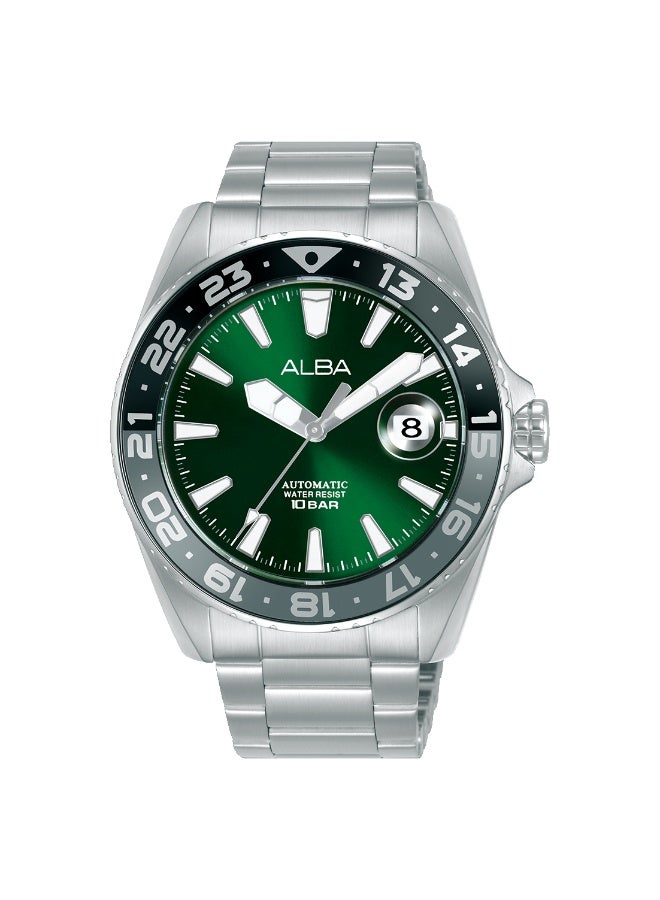 Alba Mechanical Automatic Men’s Watch AU4077X1, 43 mm Green Dial, Stainless Steel Case & Bracelet, 100 m WR - Image 5